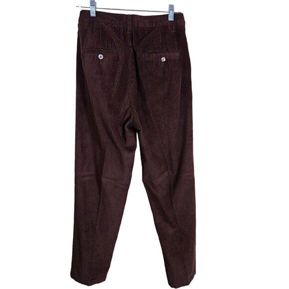 J. Peterman 6 Whale Chocolate Brown Wide Whale Pleated Front Pants Size 4 - Picture 2 of 5